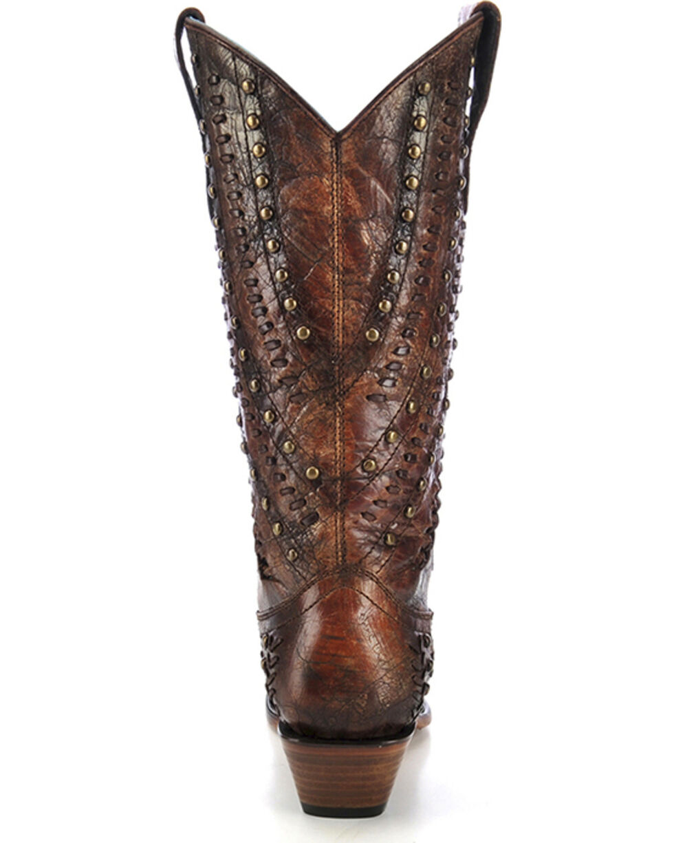 R1409 CORRAL Womens Studded Embroidered Cowgirl Boot Snip Toe 